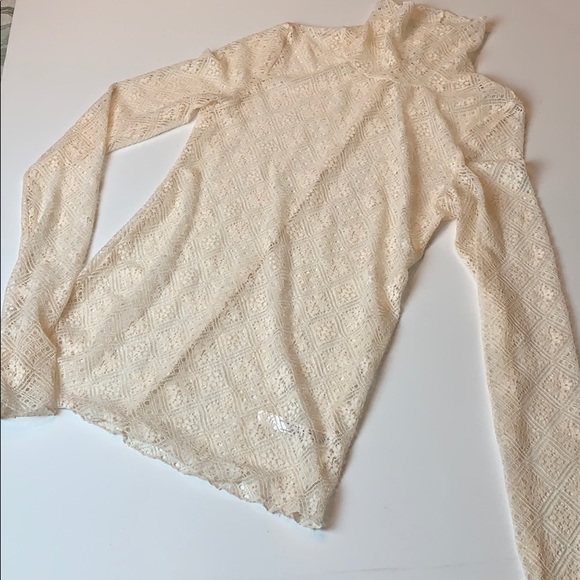 SWEET MEMORIES IVORY SHEER LACE TURTLENECK TOP - Picture 8 of 8